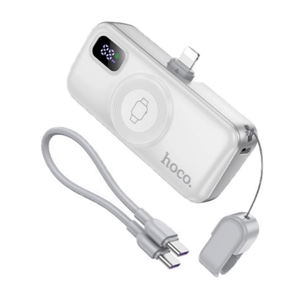 แบตสำรอง HOCO A18I 5000MAH สีขาว แบบ IOS LIGHTNING พร้อมระบบชาร์จไร้สาย APPLE WATCH และ ชาร์จเร็ว PD 20W / QC 3.0